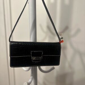Liz Claiborne Black Crocodile-Embossed Mini Bag
